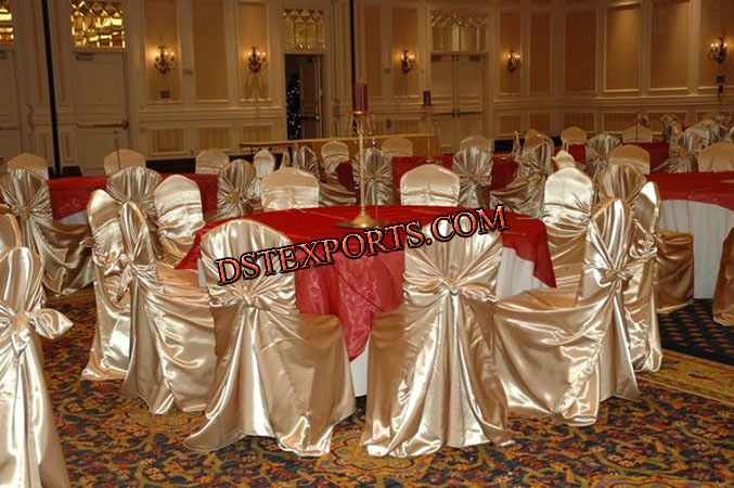 WEDDING GOLDEN CHAIR COVER WITH TIE BACK