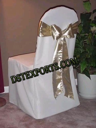 WEDDING CHAIR COVER WITH SILVER SASHA