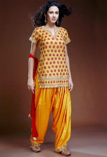 WEDDING RED AND YELLOW PATIALA SUIT