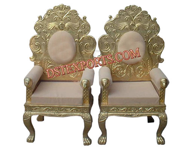 WEDDING CARVED GOLDEN METAL CHAIRS