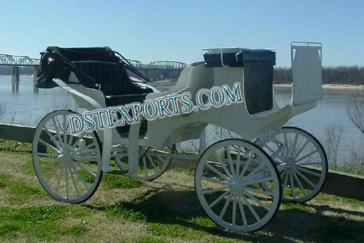 WHITE BLUE VICTORIA HORSE DRAWN BAGHI