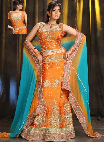 NEW WEDDING PARTYWEAR ORANGE LEHENGA