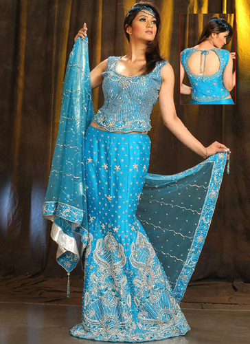 WEDDING ICY BLUE LEHENGA CHOLI