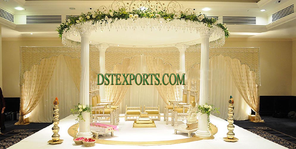 LATEST WHITE WEDDING  ROMAN MANDAP