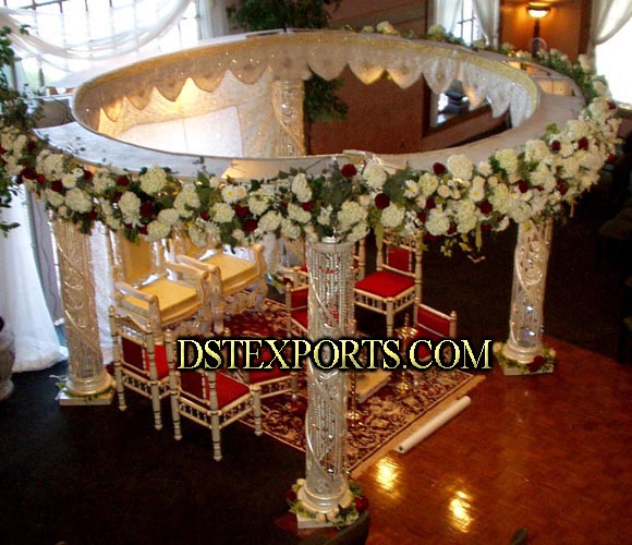 WEDDING FLOWER DECORATED CRYSTAL MANDAP