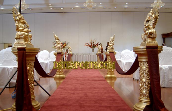 WEDDING AISLEWAY GOLDEN PILLAR WITH GANESHA