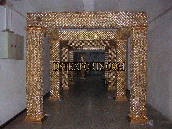 LATEST WEDDING GOLDEN CRYSTAL SQUARE MANDAP