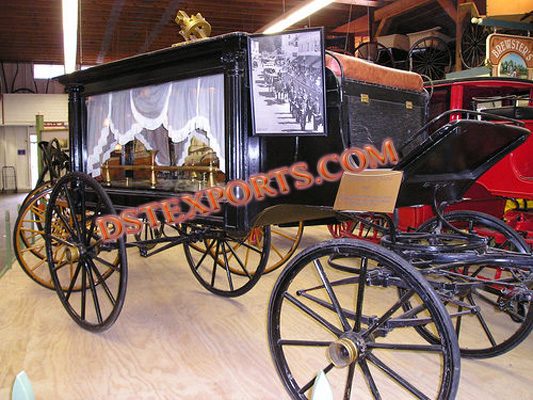 BLACK GLASS COVERED FUNERAL CARRIAGE