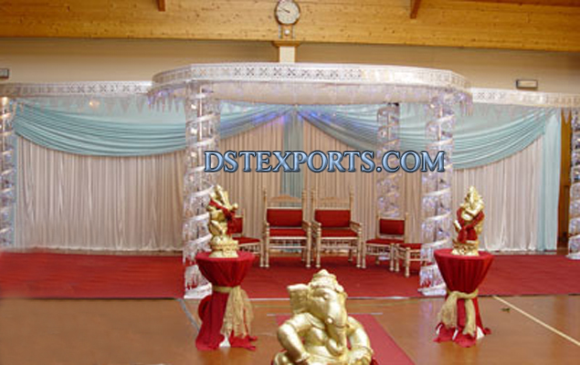 NEW WEDDING SILVER METAL CRYSTAL MANDAP