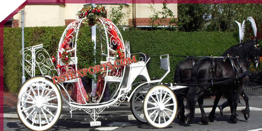 WEDDING BEAUTIFUL BRIDE CINDERELLA CARRIAGE