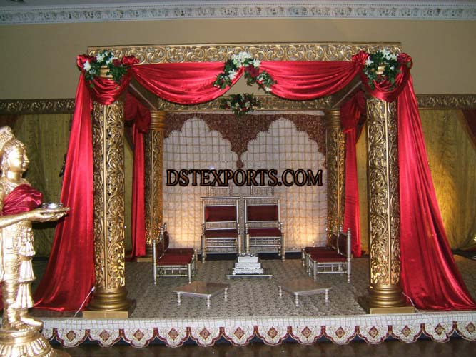 WEDDING GOLDEN CARVED MANDAP
