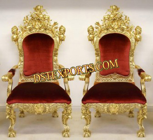 WEDDING GOLD CARVED CHAIRS SET