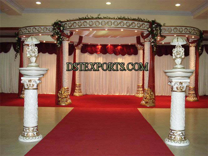 INDIAN WEDDING WHITE GOLD ROUND MANDAP