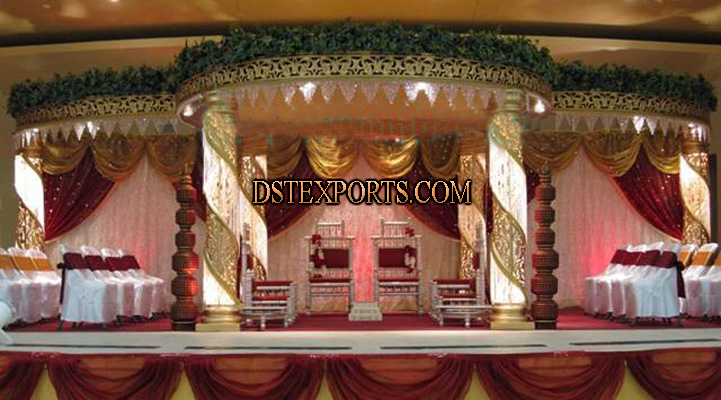 WEDDING GOLD FIBER CRYSTAL MANDAP SET