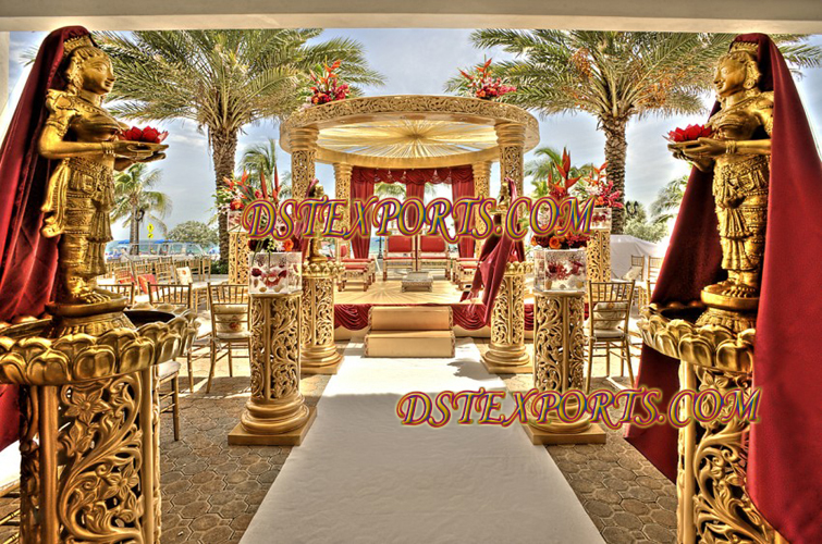 INDIAN WEDDING GOLDEN CARVING MANDAP