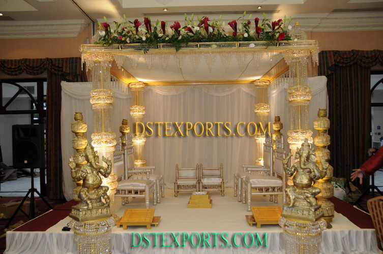 LATEST WEDDING GOLDEN CRYSTAL MANDAP