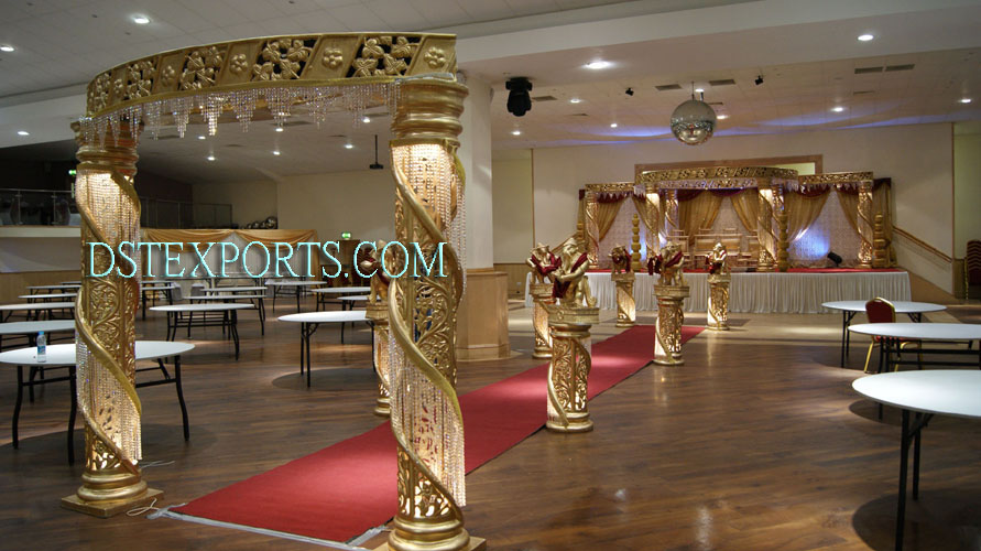 WEDDING GOLDEN FIBER CRYSTAL MANDAP SET