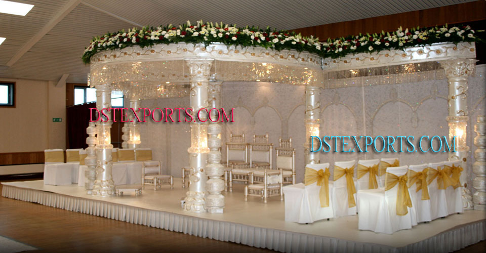 LATEST WEDDING PEARL FIBER CRYSTAL MANDAP SET