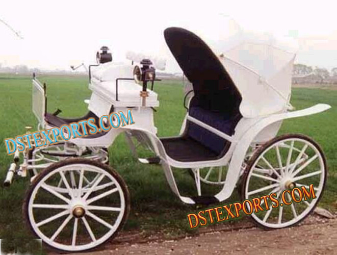 WHITE VICTORIA HORSE DRAWN BAGHI