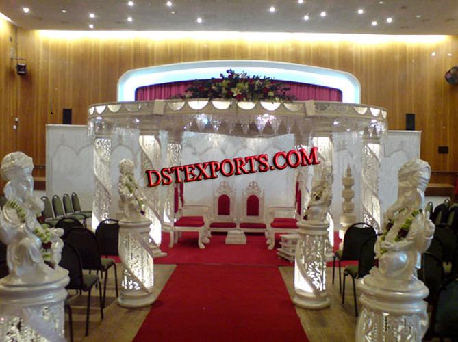 WEDDING SIX PILLARS  FIBER CRYSTAL MANDAP