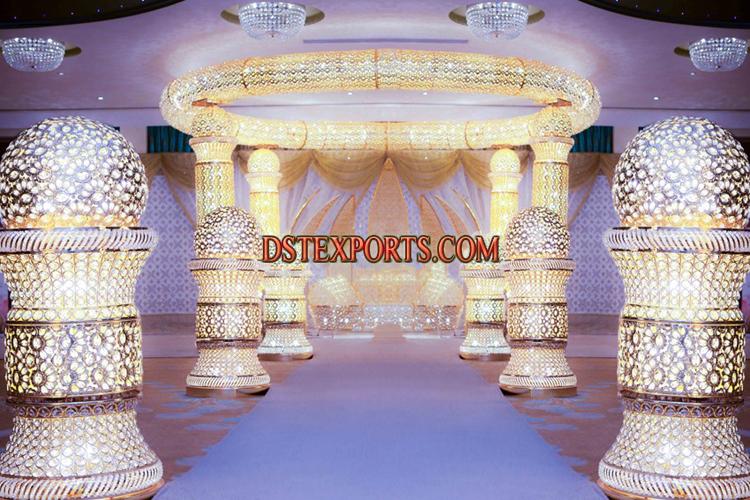 WEDDING SILVER METAL CRYSTAL MANDAP SET