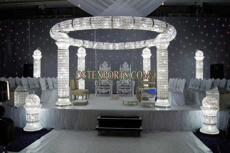 LATEST WEDDING  SILVER   CRYSTAL MANDAP SET