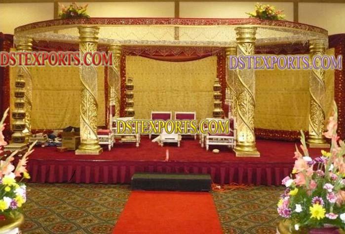LATEST WEDDING GOLDEN CRYSTAL JALI MANDAP[