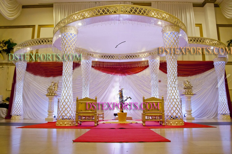 LATEST WEDDING GOLD CRYSTAL MANDAP SET