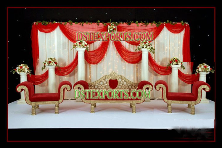 INDIAN WEDDING GOLD RED SOFA SET