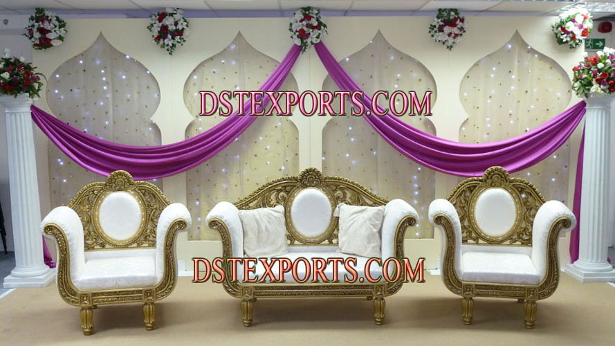 INDIAN WEDDING GOLD CARVING SOFA SET