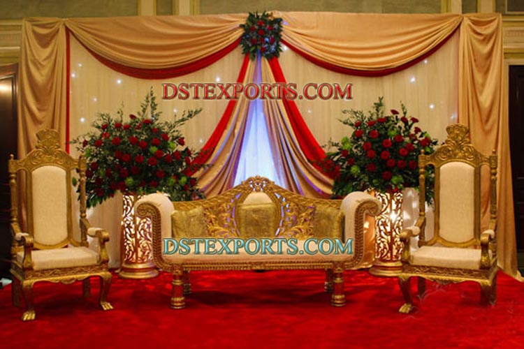 LATEST WEDDING GOLDEN CARVED SOFA SET