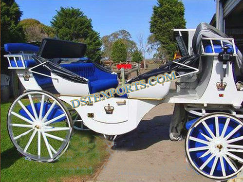 WHITE BLUE VICTORIA HORSE CARRIAGE