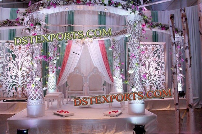 LATEST WEDDING CRYSTAL MANDAP FLOWER DECORS