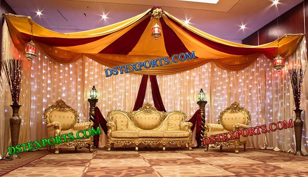 WEDDING GOLDEN TEAKWOOD SOFA SET