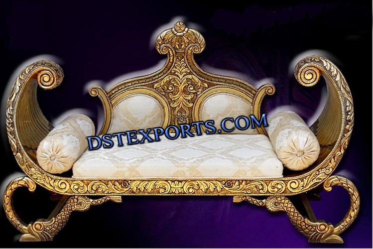 INDIAN WEDDING GOLD METAL KING SOFA