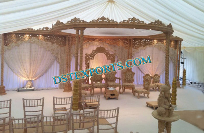 WEDDING WOODEN DOUBLE PILLAR MANDAP