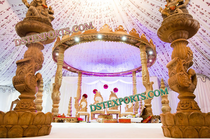 INDIAN WEDDING WOODEN SWAN MANDAP SET