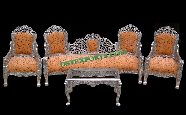 WEDDING SILVER METAL VICTORIAN SOFA SET