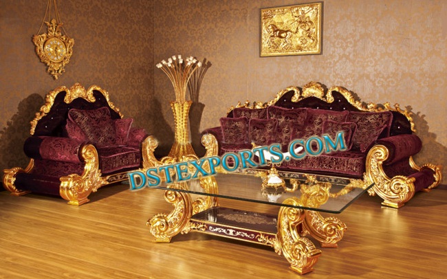 MAHROON HAND CARVED ROYAL SOFA SET