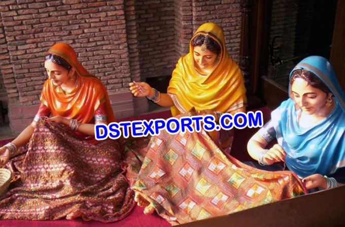 Punjabi Phulkari Lady Statues