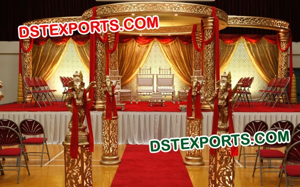 HINDU WEDDING GOLDEN CARVED MANDAP