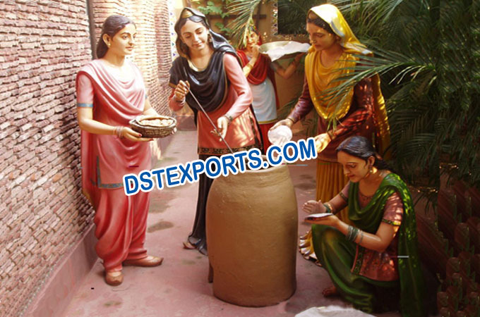 Punjabi Culture Tandoor Lady Statues