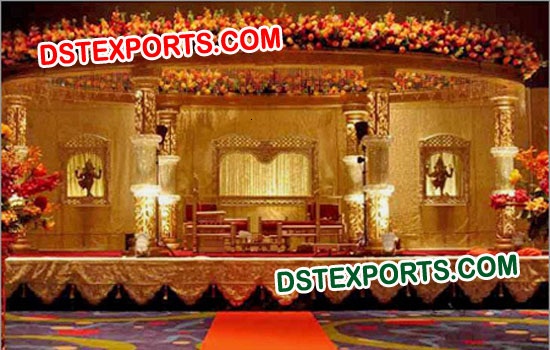 WEDDING GOLD CARVED CRYSTAL MANDAP