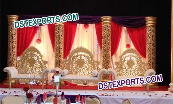 LATEST ASIAN WEDDING GOLD FURNITURE SET