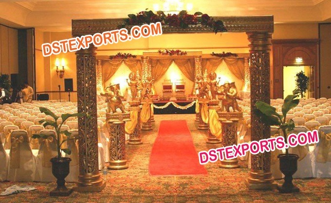 WEDDING GOLDEN FIBER MANDAP SET