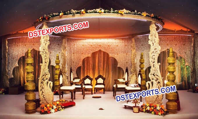 WEDDING WOODEN SWAN MANDAP SET