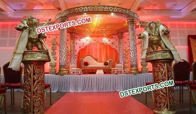 WEDDING GOLD CARVING MANDAP SET