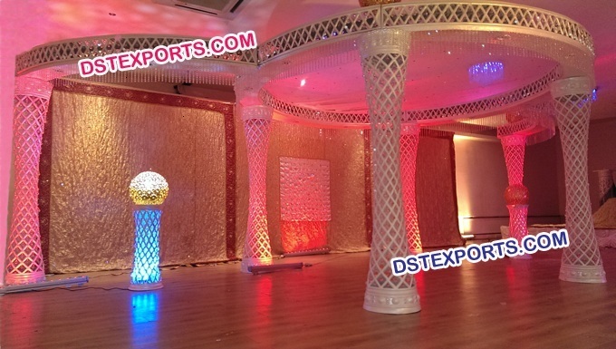 Wedding Fiber Crystal Mandap With LED Lights