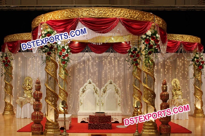 New Design Wedding Gold Fiber Crystal Mandap