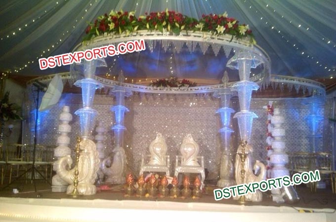 Wedding Peacock Crystal Umberala Mandap Set